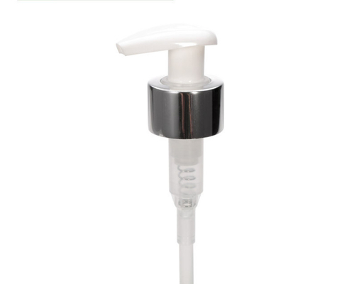 Pompa per lozione di crema di alluminio in plastica di lusso in argento 28/410