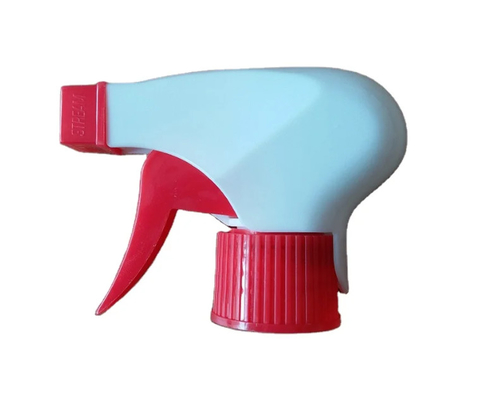 Spruzzatore di trigger in plastica di colore rosso bianco da 28 mm per pulizia del giardino