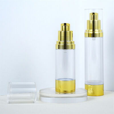AS Airless Bottle Lozione Cosmetica Cura della Pelle Imballaggio Bottiglia Pompa Personalizzata 15ml 30ml 50ml Cartoni Oro Mini Bottiglie Cosmetiche AS/PP