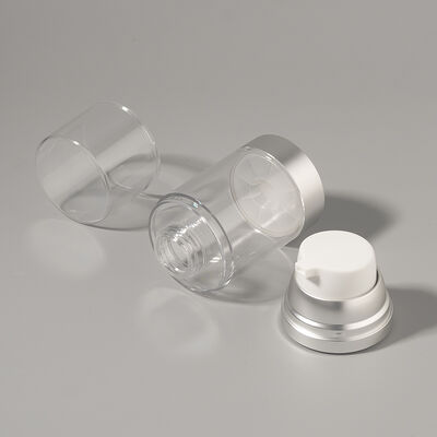 Fabbrica all'ingrosso lusso vuoto 100ml 150ml 120ml ABS AS pompa senza aria bottiglia personalizzata fornitore UV argento brillante opaco