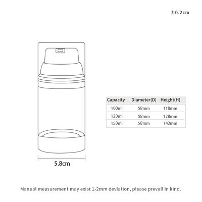 Vendita all'ingrosso di fabbrica di lusso 100ml/150ml/120ml ABS come flacone con pompa airless per la cura della persona, metodo di stampa personalizzato per lozione