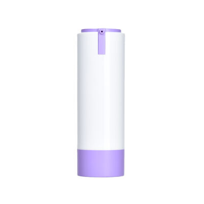 Flacone per lozioni airless rotondo da 15 ml, 30 ml, 50 ml, con etichetta privata riciclabile, colore rosa viola personalizzato, in ABS, per packaging skincare