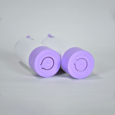 Flacone per lozioni airless rotondo da 15 ml, 30 ml, 50 ml, con etichetta privata riciclabile, colore rosa viola personalizzato, in ABS, per packaging skincare
