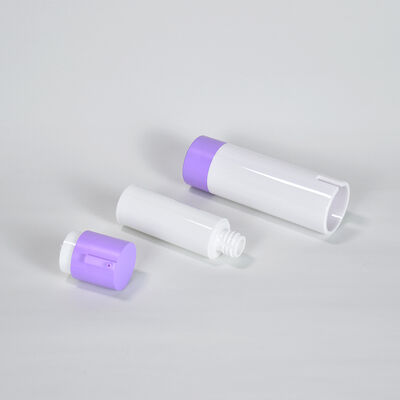 Flacone per lozioni airless rotondo da 15 ml, 30 ml, 50 ml, con etichetta privata riciclabile, colore rosa viola personalizzato, in ABS, per packaging skincare