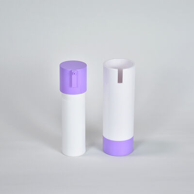 Flacone per lozioni airless rotondo da 15 ml, 30 ml, 50 ml, con etichetta privata riciclabile, colore rosa viola personalizzato, in ABS, per packaging skincare