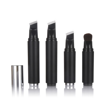 Bottiglia per la cura della pelle senza aria di colore nero Bottiglia di lozione senza aria di plastica da 20 ml con testa di spazzola