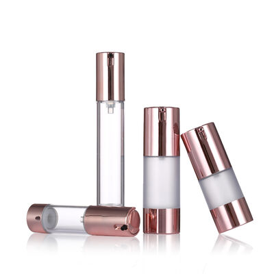 Luxury Rose Gold Bottle di pompa senza aria 15-20ml Bottle di lozione senza aria rotonda Bottle di siero
