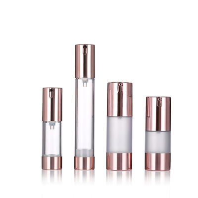 Luxury Rose Gold Bottle di pompa senza aria 15-20ml Bottle di lozione senza aria rotonda Bottle di siero