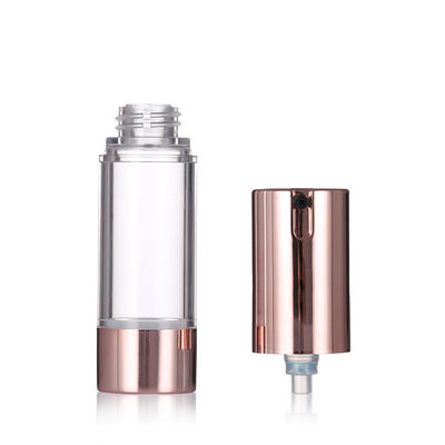 Luxury Rose Gold Bottle di pompa senza aria 15-20ml Bottle di lozione senza aria rotonda Bottle di siero