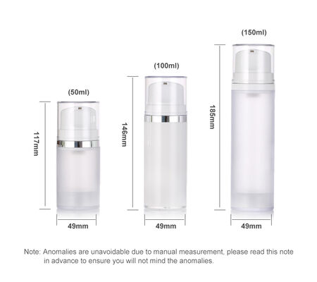 Stoccaggio White Cream Plastic Airless Pump Bottle for Lotion Facial Cleanser & Skin Care Serum 50ml/100ml/150ml Stampa a schermo