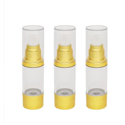 bottiglia senz'aria della pompa del chiaro oro vuoto per l'imballaggio dello skincare